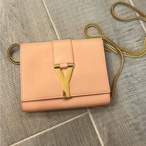 YSL Classic Monogram Wallet-on-Chain in Pink